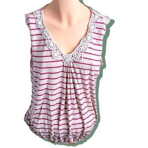 Large Max Studio striped crochet tank top